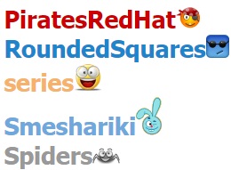 PiratesRedHat, RoundedSquares, series, Smeshariki, Spiders