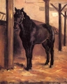 Yerres, Dark Bay Horse in the Stable - Caillebotte , Gustave  (1848-1894)