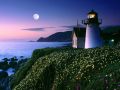 Moon Rise Over Point Montara Lighthouse, California -   