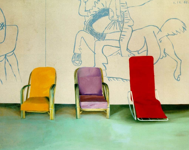 Three Chairs with a Section of a Picasso Mural  1970