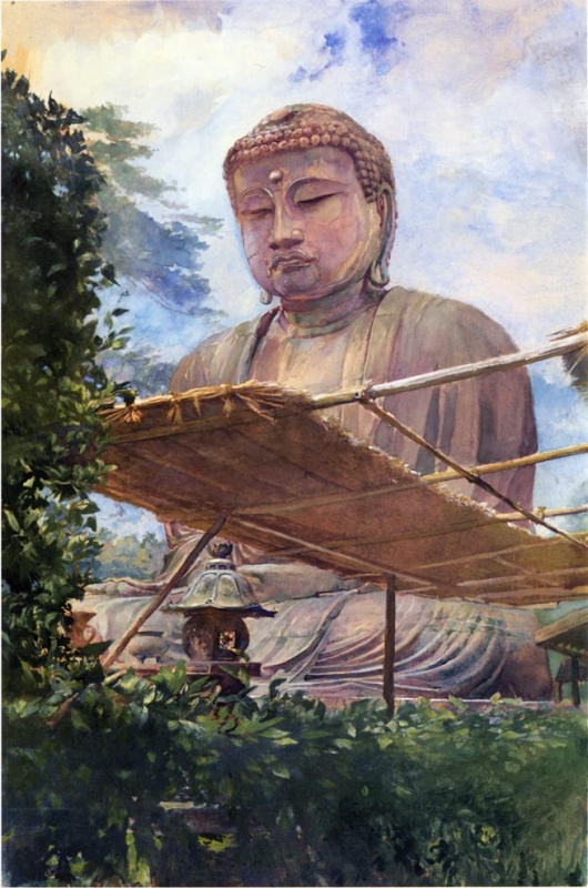 John LaFarge - The Great Statue of Amida Buddha at Kamakura_ Known as the Diabutsu_ from the Priest_s Garden