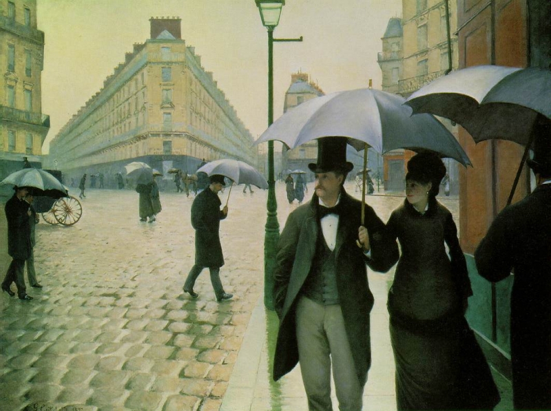 Rue de Paris, temps de pluie; Intersection de la Rue de Turin et de la Rue de Moscou  1877
